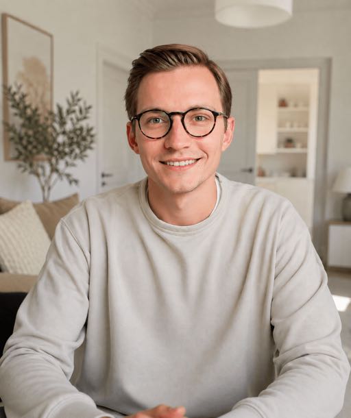 The candidate, at home on a video call